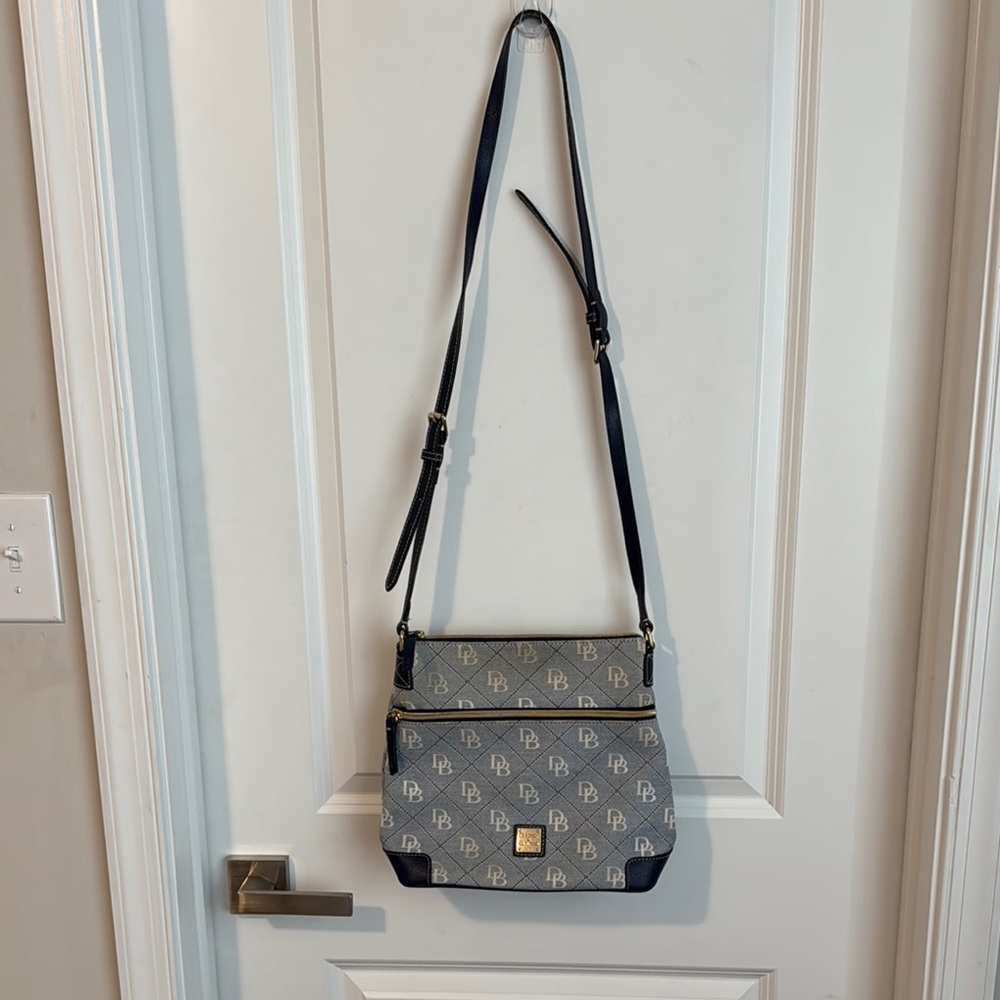 Dooney & Bourke Gray and Blue Crossbody Bag with Sleek Style